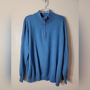 L.L. Bean Men's Blue 1/4 Zip Long Sleeve Pullover Sweater, XXL REG